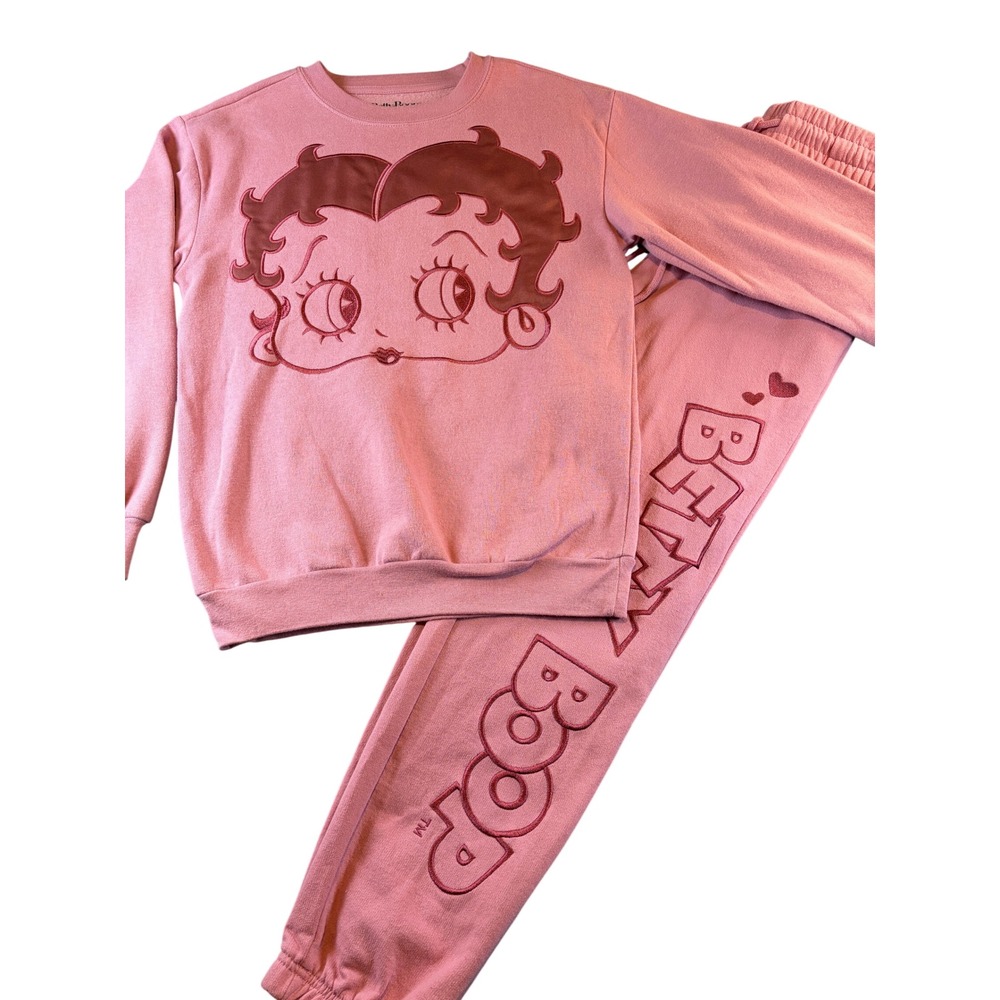 Betty Boop Pink Fleece Sweatshirt and Joggers Lounge Set XXS 2 Piece Outfit